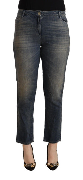 Blue Washed Cotton Cropped Capri Women Denim Jeans Blue Washed Cotton Cropped Capri Women Denim Jeans