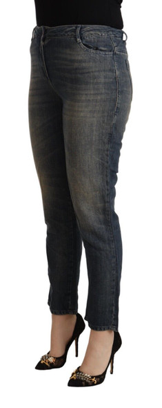 Blue Washed Cotton Cropped Capri Women Denim Jeans Blue Washed Cotton Cropped Capri Women Denim Jeans