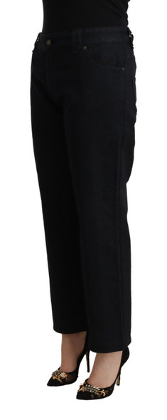 John Galliano Black Cotton Flared Cropped High Waist Denim Jeans John Galliano Black Cotton Flared Cropped High Waist Denim Jeans