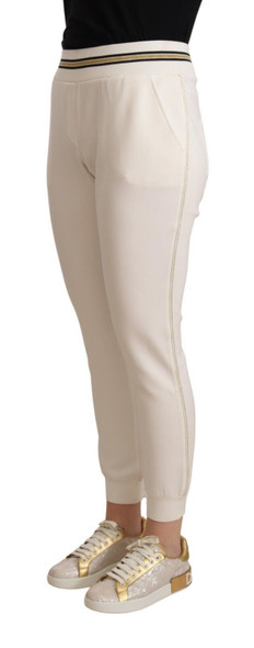 Patrizia Pepe White Polyester Mid Waist Jogger Pants Patrizia Pepe White Polyester Mid Waist Jogger Pants