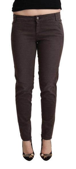 Brown Cotton Low Waist Slim Fit Pants Brown Cotton Low Waist Slim Fit Pants