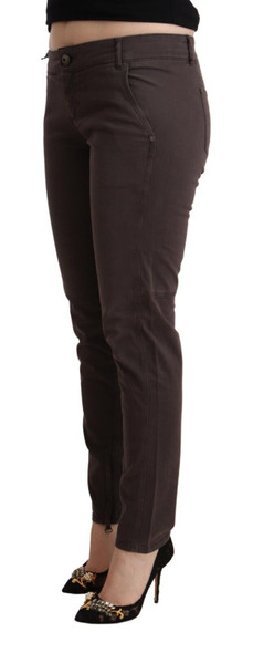 Brown Cotton Low Waist Slim Fit Pants Brown Cotton Low Waist Slim Fit Pants