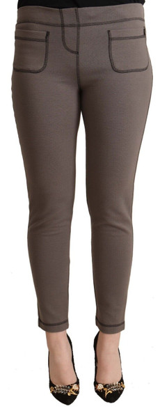 Gray Cotton Mid Waist Stretch Leggings Cropped Pants Gray Cotton Mid Waist Stretch Leggings Cropped Pants