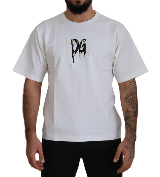 White Logo Print Cotton Crewneck T-shirt White Logo Print Cotton Crewneck T-shirt
