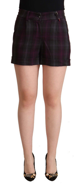BENCIVENGA Multicolor Checkered Mid Waist Folded Hem Shorts BENCIVENGA Multicolor Checkered Mid Waist Folded Hem Shorts
