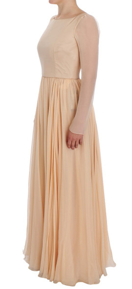 Beige Silk Ball Gown Full Length Dress Beige Silk Ball Gown Full Length Dress