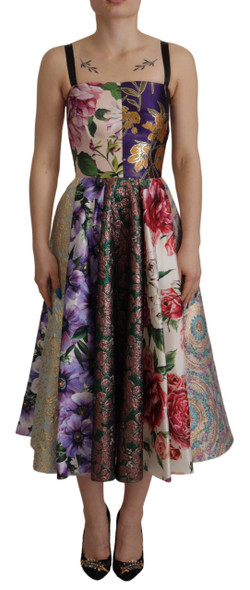 Dolce & Gabbana Dress Midi Patchwork Floral Jaquard Silk Dolce & Gabbana Dress Midi Patchwork Floral Jaquard Silk