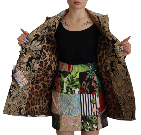 Multicolor Double-Breasted Patchwork Jacquard Blazer Jacket Multicolor Double-Breasted Patchwork Jacquard Blazer Jacket