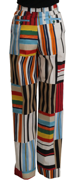 Dolce & Gabbana Multicolor Striped High Waist Cotton Pants Dolce & Gabbana Multicolor Striped High Waist Cotton Pants