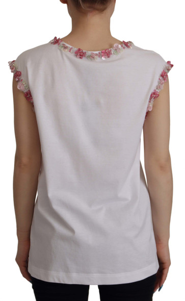 White DG Crown Floral Sequin T-shirt White DG Crown Floral Sequin T-shirt