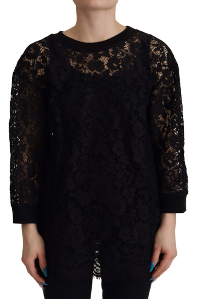 Black Floral Lace Pullover Sicily Blouse Black Floral Lace Pullover Sicily Blouse