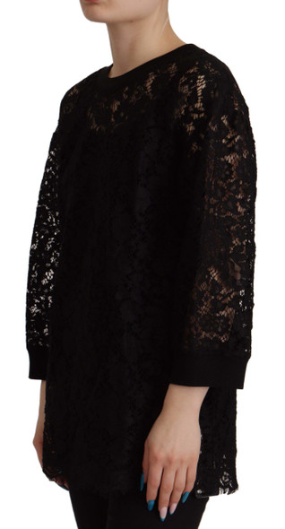 Black Floral Lace Pullover Sicily Blouse Black Floral Lace Pullover Sicily Blouse
