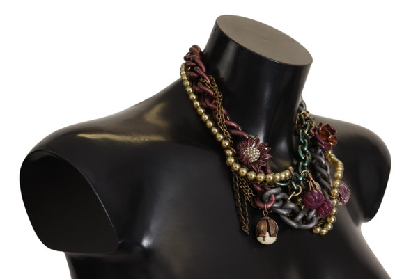 Dolce & Gabbana Gold Brass Sicily Floral Crystal Statement Necklace Dolce & Gabbana Gold Brass Sicily Floral Crystal Statement Necklace