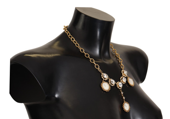 Gold Clock Statement Crystal Chain Necklace Gold Clock Statement Crystal Chain Necklace