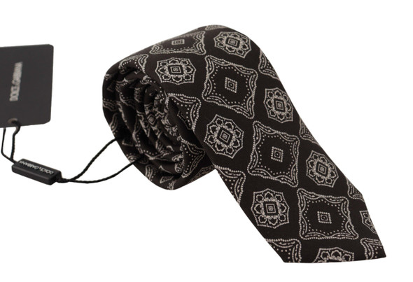 Dolce & Gabbana Black White Square Geometric Print Adjustable Accessory Tie Dolce & Gabbana Black White Square Geometric Print Adjustable Accessory Tie