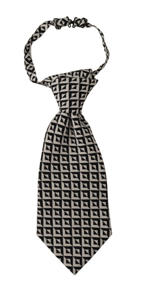 Dolce & Gabbana Black White Geometric 100% Silk Adjustable Accessory Tie Dolce & Gabbana Black White Geometric 100% Silk Adjustable Accessory Tie