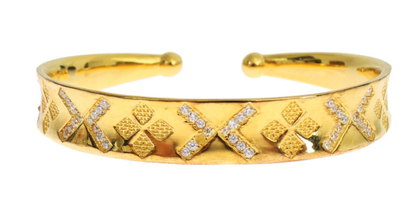 CZ Gold Sterling 925 Silver Bangle Bracelet CZ Gold Sterling 925 Silver Bangle Bracelet