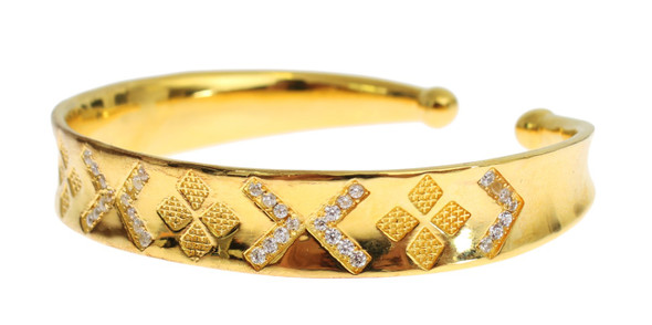CZ Gold Sterling 925 Silver Bangle Bracelet CZ Gold Sterling 925 Silver Bangle Bracelet