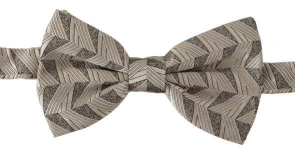 Gray 100% Silk Adjustable Neck Papillon Bow Tie Gray 100% Silk Adjustable Neck Papillon Bow Tie