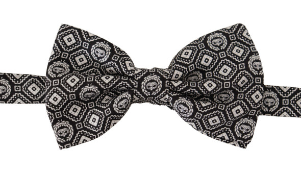 Dolce & Gabbana Black white 100% Silk Adjustable Neck Papillon Tie Dolce & Gabbana Black white 100% Silk Adjustable Neck Papillon Tie