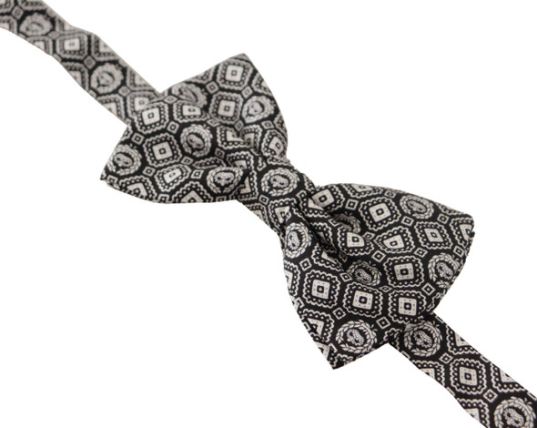 Dolce & Gabbana Black white 100% Silk Adjustable Neck Papillon Tie Dolce & Gabbana Black white 100% Silk Adjustable Neck Papillon Tie