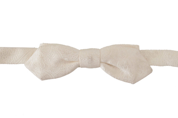 Dolce & Gabbana White 100% Silk Slim Adjustable Neck Papillon Tie Dolce & Gabbana White 100% Silk Slim Adjustable Neck Papillon Tie