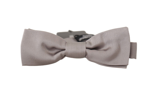 Dolce & Gabbana Silver 100% Silk Slim Adjustable Neck Papillon Tie Dolce & Gabbana Silver 100% Silk Slim Adjustable Neck Papillon Tie