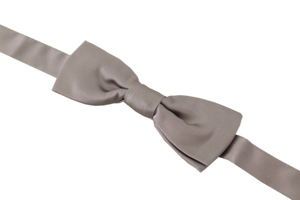 Dolce & Gabbana Silver 100% Silk Slim Adjustable Neck Papillon Tie Dolce & Gabbana Silver 100% Silk Slim Adjustable Neck Papillon Tie