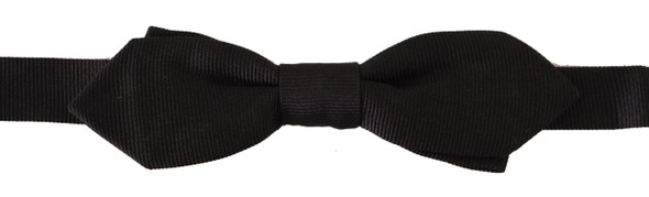 Dolce & Gabbana Black Solid 100% Silk Adjustable Neck Papillon Tie Dolce & Gabbana Black Solid 100% Silk Adjustable Neck Papillon Tie