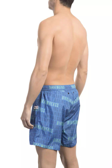 Blue Polyester Men's Swim Short Blue Polyester Men's Swim Short