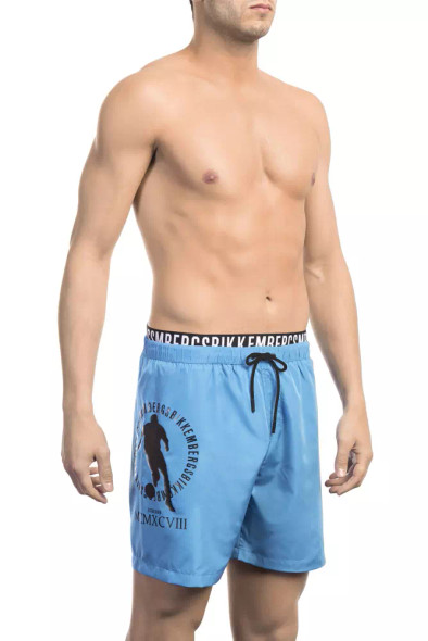 Bikkembergs Light Blue Polyester Men Swim Short BI-21996 Bikkembergs Light Blue Polyester Men Swim Short BI-21996