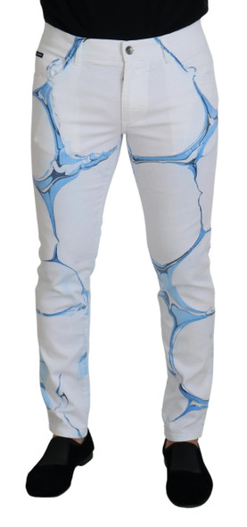 Dolce & Gabbana White Blue Denim Cotton Jeans Stretch Skinny Fit Pant Dolce & Gabbana White Blue Denim Cotton Jeans Stretch Skinny Fit Pant