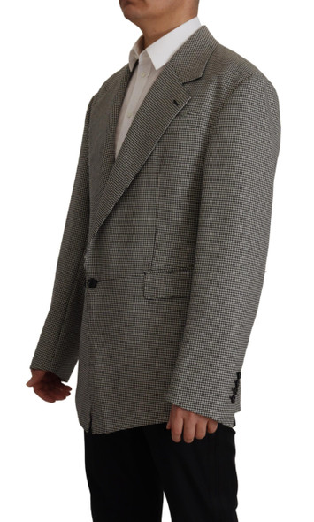 Gray Checkered Single Breasted Jacket Blazer Gray Checkered Single Breasted Jacket Blazer