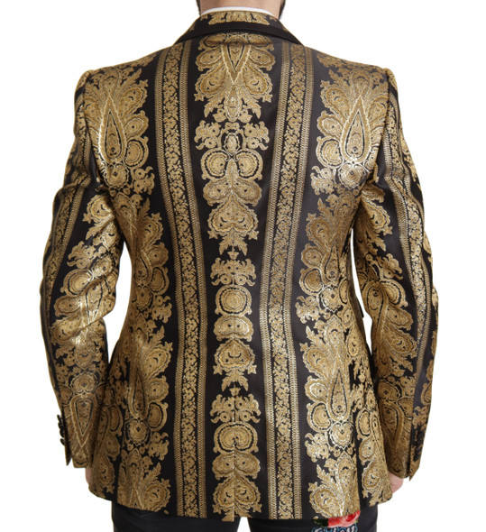 Dolce & Gabbana Black Gold Jacquard Single Breasted Blazer Dolce & Gabbana Black Gold Jacquard Single Breasted Blazer