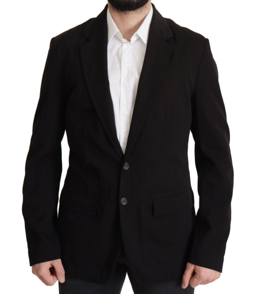 Dolce & Gabbana Black Wool Single Breasted Coat Blazer Dolce & Gabbana Black Wool Single Breasted Coat Blazer