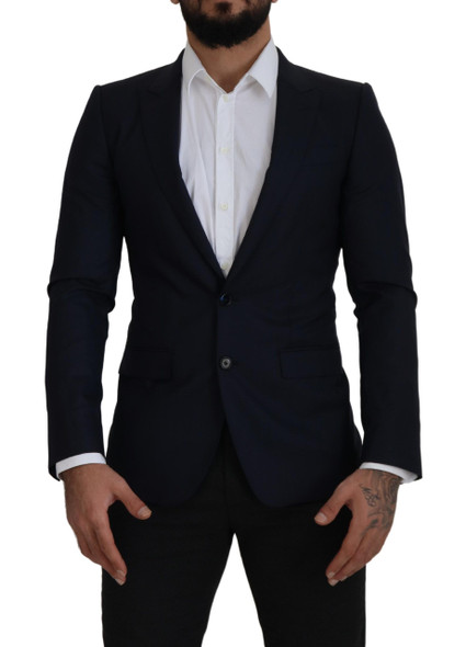 Blue Wool Single Breasted Coat Blazer Blue Wool Single Breasted Coat Blazer