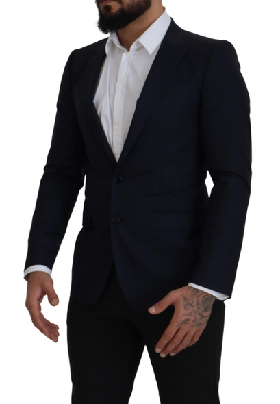 Blue Wool Single Breasted Coat Blazer Blue Wool Single Breasted Coat Blazer