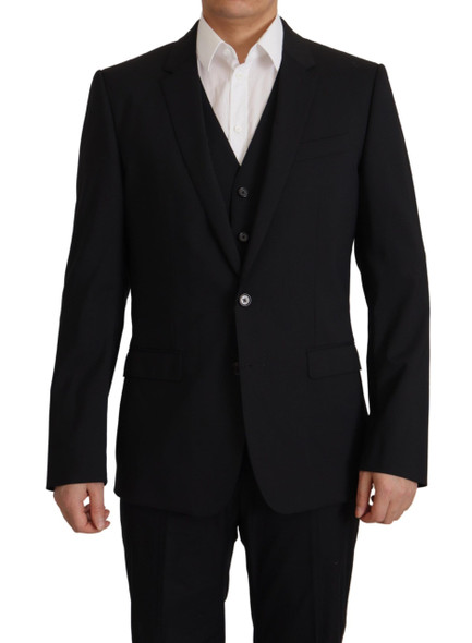 Dolce & Gabbana Black Jacket Vest 2 Piece MARTINI Blazer Dolce & Gabbana Black Jacket Vest 2 Piece MARTINI Blazer