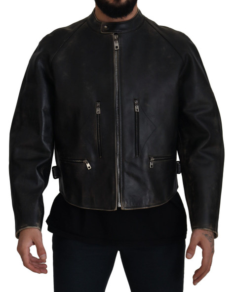 Black Leather Zipper Biker Coat Jacket Black Leather Zipper Biker Coat Jacket