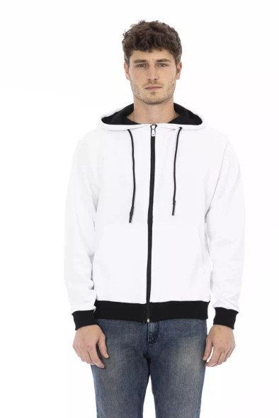 Baldinini Trend White Cotton Men Sweater BA-22610 Baldinini Trend White Cotton Men Sweater BA-22610
