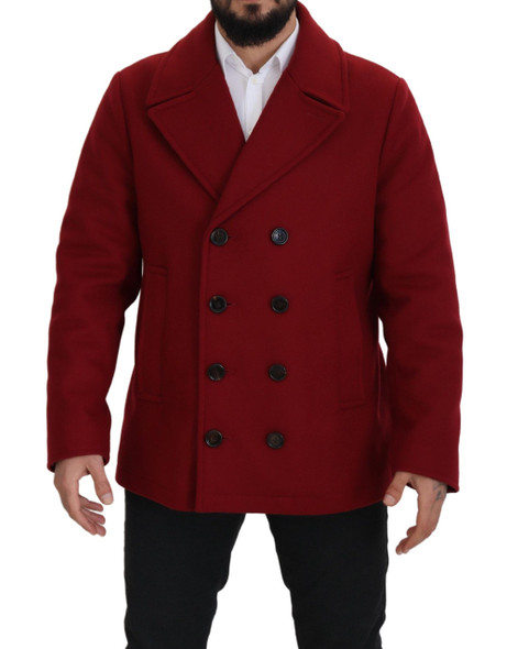 Dolce & Gabbana Red Wool Double Breasted Coat Jacket Dolce & Gabbana Red Wool Double Breasted Coat Jacket