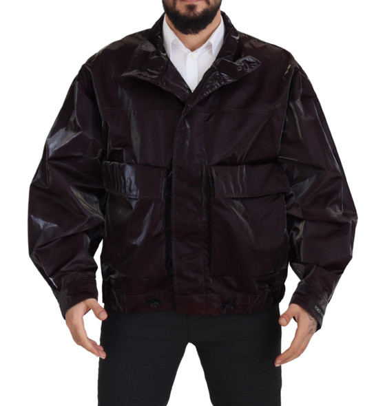 Bordeaux Nylon Collared Men Coat Jacket Bordeaux Nylon Collared Men Coat Jacket