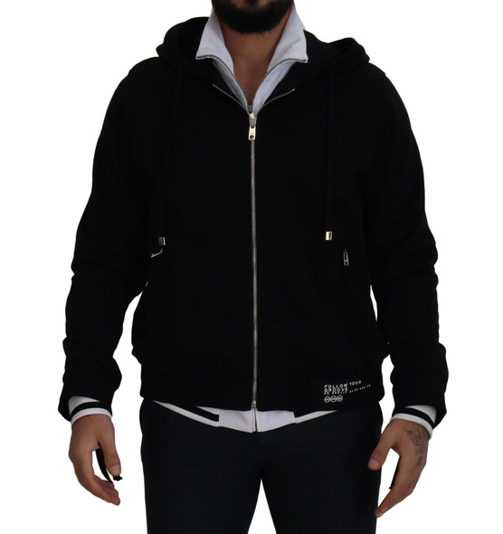 Dolce & Gabbana Black Polyester Hooded Full Zip Jacket Dolce & Gabbana Black Polyester Hooded Full Zip Jacket