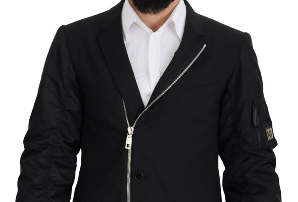 Dolce & Gabbana Black Wool Full Zip Long Sleeves Jacket Dolce & Gabbana Black Wool Full Zip Long Sleeves Jacket