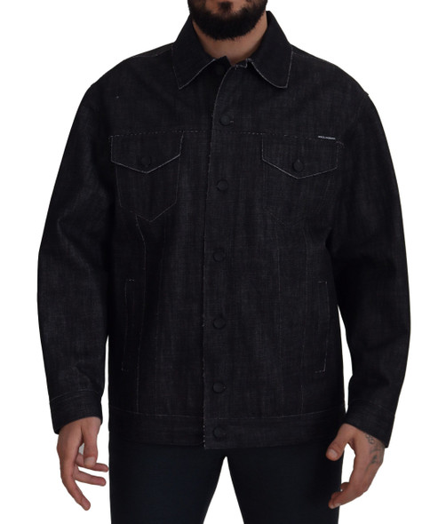Dolce & Gabbana Black Cotton Full Button Denim Jacket Dolce & Gabbana Black Cotton Full Button Denim Jacket
