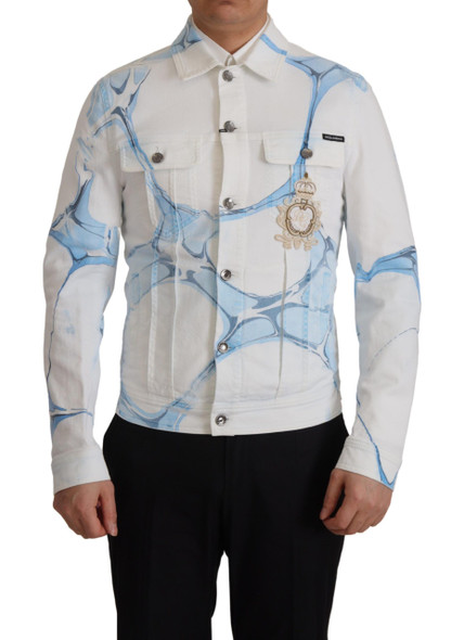 White Cotton Logo Embroidery Denim Jacket White Cotton Logo Embroidery Denim Jacket