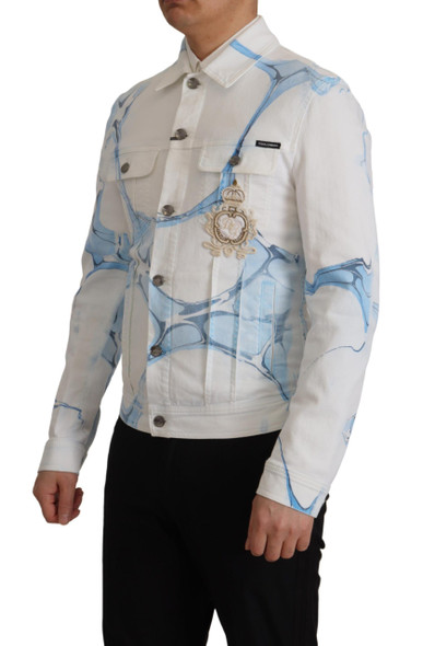 White Cotton Logo Embroidery Denim Jacket White Cotton Logo Embroidery Denim Jacket