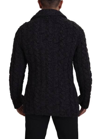 Dolce & Gabbana Black Wool Knit Double Breasted Coat Jacket Dolce & Gabbana Black Wool Knit Double Breasted Coat Jacket