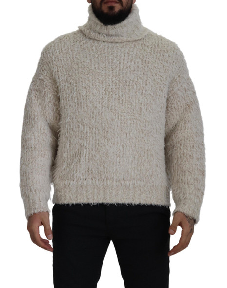 Dolce & Gabbana Cream Wool Knit Turtleneck Pullover Sweater Dolce & Gabbana Cream Wool Knit Turtleneck Pullover Sweater