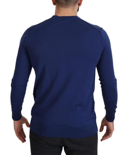 Blue Wool V-neck Button Down Cardigan Sweater Blue Wool V-neck Button Down Cardigan Sweater